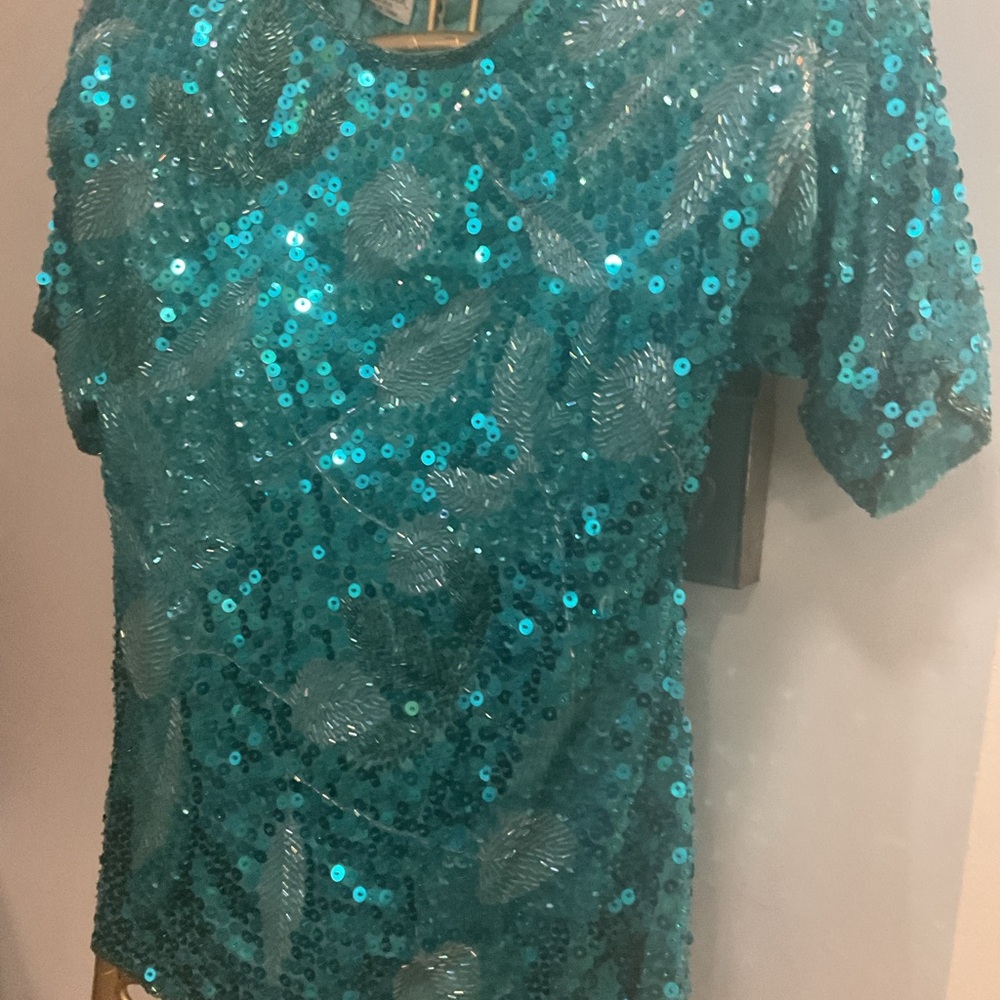 Sequin Embellished Teal Top